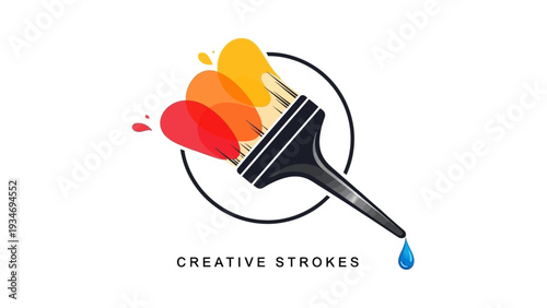 Vibrant paint brush creating colorful strokes and artistic expression.