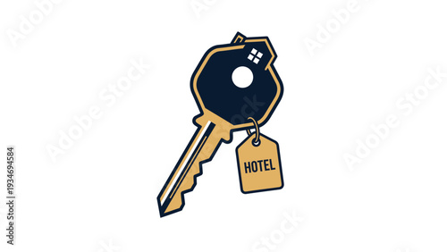 Hotel Key Logo Vector Icon Design featuring a house symbol and room tag.