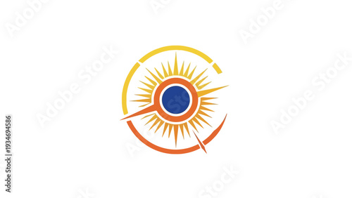 Abstract sun compass graphic symbol for direction and navigation