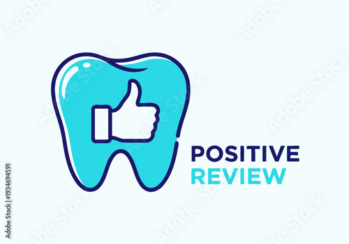 Dental Health Illustration Showcasing Positive Review and Approval for Teeth Whitening Services
