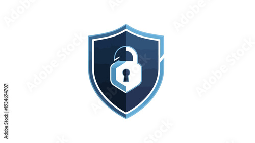 Digital security shield with lock icon