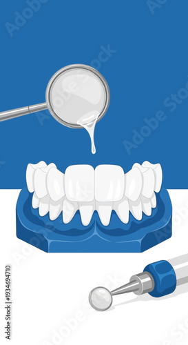 Dental Health Illustration Showcasing Tools and Pristine Teeth for Modern Healthcare Concepts