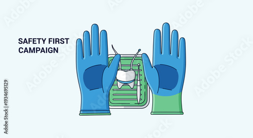 Dental Hygiene And Safety Campaign: Healthcare And Protective Measures Illustration