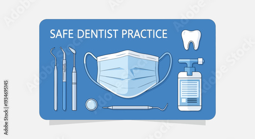 Dental Hygiene And Safety: Illustrations Of Equipment And Precautions For A Dentist Office