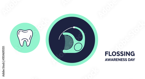 Dental Hygiene Awareness Image Featuring Tooth, Floss And Cleanliness For Promoting Oral Health