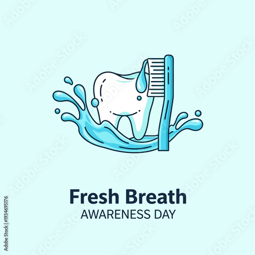 Dental Hygiene Concept: Sparkling Teeth, Refreshing Water, and Oral Care Essentials Illustration