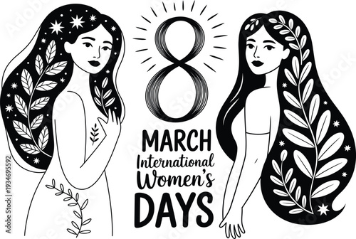  March International Women's Day Typographic Poster for Event Promotion, Social Media Campaigns and Gender Equality Awareness