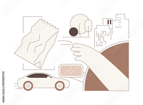 Waste problem isolated cartoon vector illustrations.