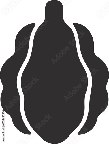 Black silhouette of a papaya fruit icon with wavy sides