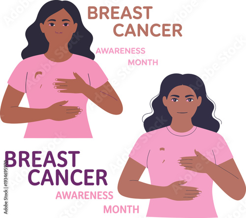 Breast Cancer Awareness Month Illustration for Healthcare Campaigns, Medical Education and Survivor Support Community Outreach