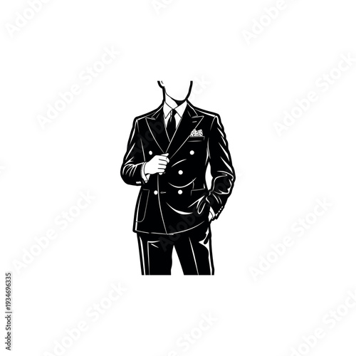 Man in Suit Adjusting Tie Illustration.