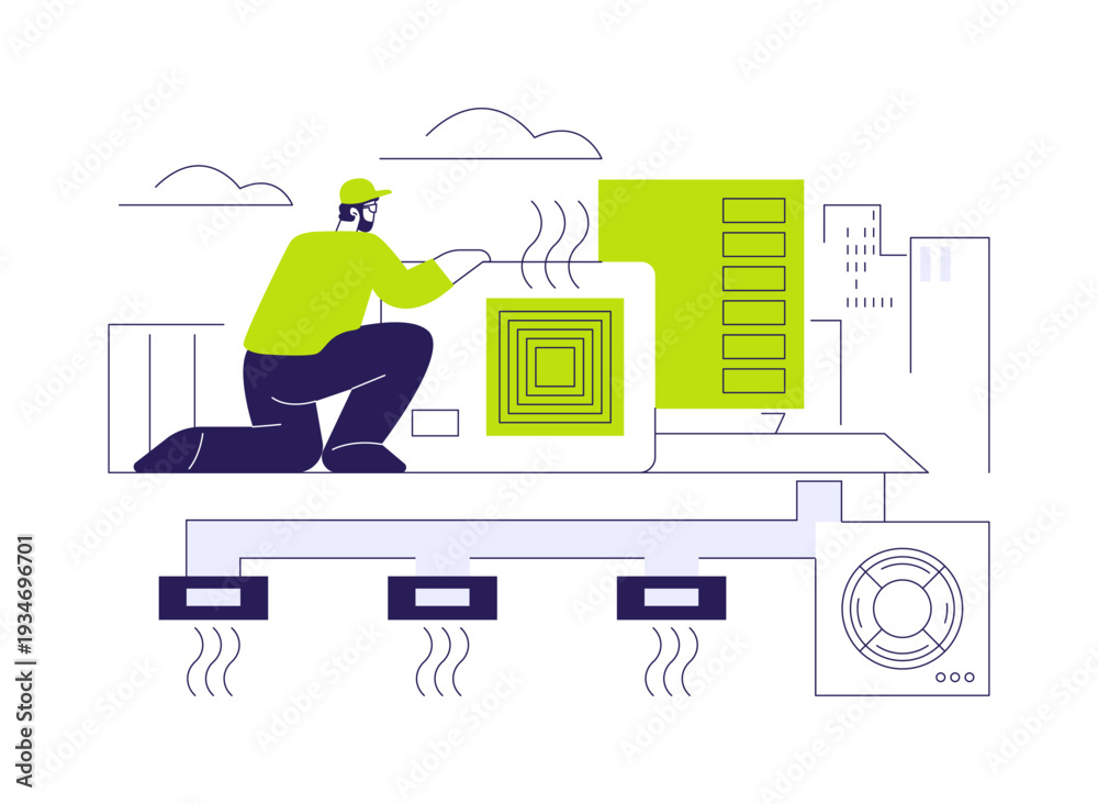 Naklejka premium Central air conditioning abstract concept vector illustration.
