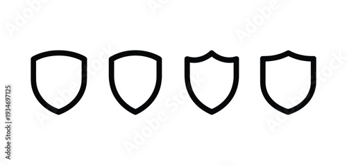 Set of 4 Outline Shield Icons Vector for Security, Protection, and Privacy Concepts in Web Design, Apps, and Digital Marketing