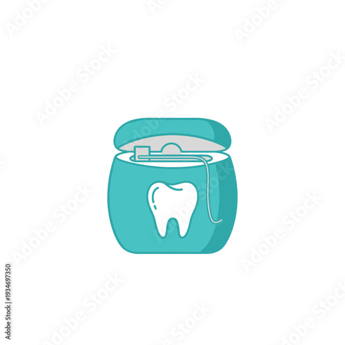 Dental Hygiene Illustration: A Turquoise Floss Container Depicting Oral Care and Wellness