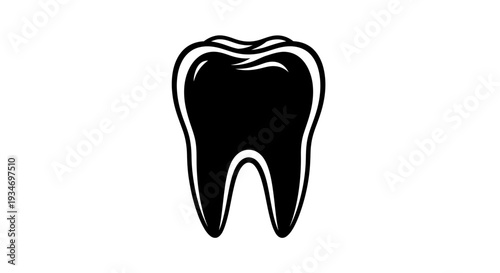 Dental Icon: A Bold Black and White Illustration of A Molar for Healthcare Design