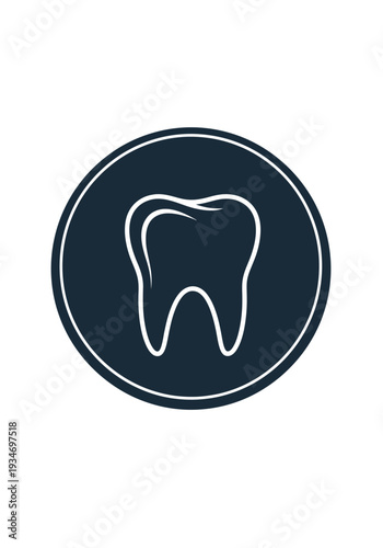 Dental Icon: A Sleek, Contemporary Representation of Oral Healthcare in a Circular Emblem