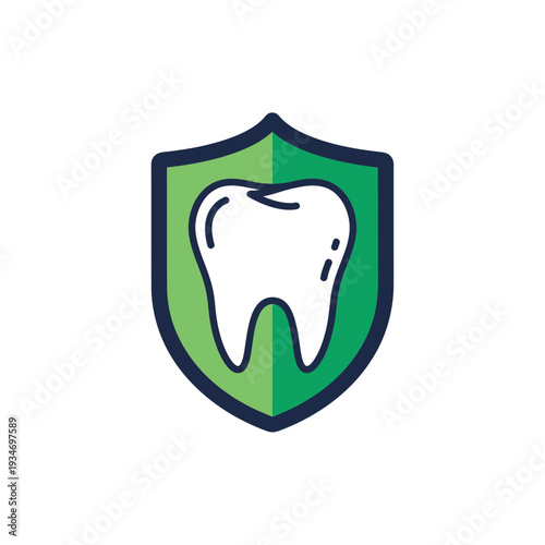 Dental Icon: Tooth Shield Emblem Representing Tooth Protection and Healthy Teeth Care