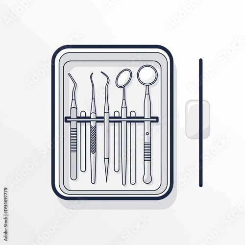 Dental Instrument Array: A Comprehensive Illustration Depicting Modern Oral Healthcare Essentials