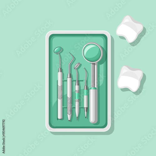 Dental Instrument Array: A Comprehensive Illustration of Specialized Tools for Oral Healthcare