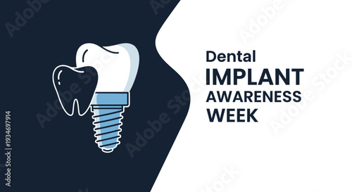 Dental Implant Awareness Week Illustration Showcasing Teeth and Modern Dental Technology