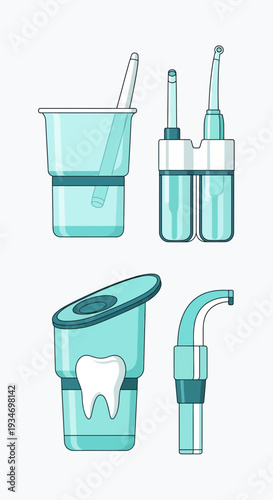 Dental Instrument Illustration: Modern Tools for Oral Hygiene and Professional Treatment Procedures