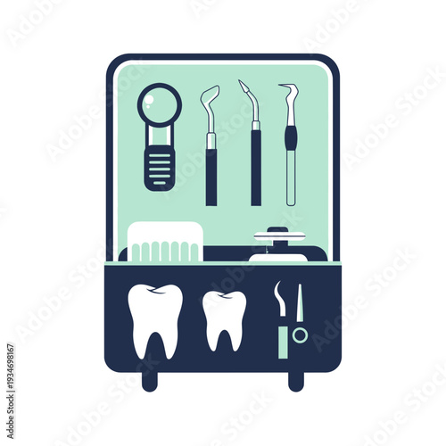 Dental Instrument Kit: A Simplified Illustration of Modern Oral Hygiene Tools for Cleanliness