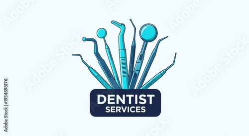 Dental Instrument Logo Representing Comprehensive Dentist Services and Dental Care