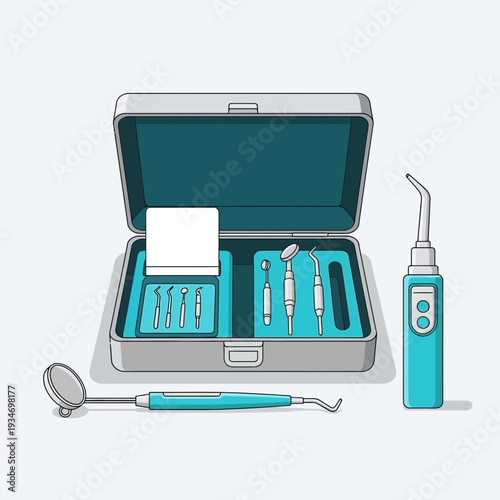 Dental Instrument Kit Illustration: Detailed Set Of Tools Displayed For Oral Healthcare