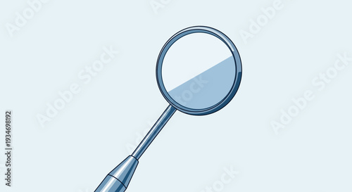 Dental Instrument Reflection: A Clean Illustrated View of a Medical Tool in Light Blue Tones
