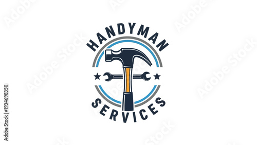 Handyman Services Logo with Hammer and Wrench