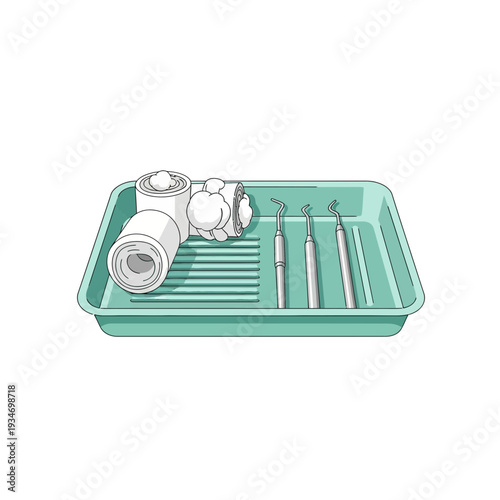 Dental Instruments Arranged Neatly On A Tray, Ready For Patient Care And Procedures