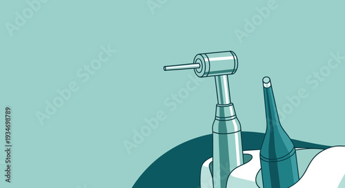 Dental Instruments Illustration Showing Equipment Needed For A Modern Tooth Treatment