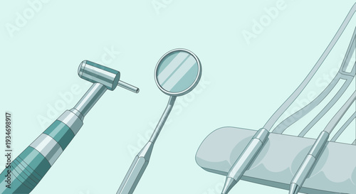 Dental Instruments Illustration: A Minimalist Depiction of Teeth Care Essentials for Healthy Smiles