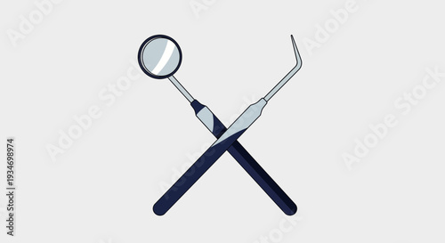 Dental Instruments Illustration Depicting Examination and Professional Oral Care Practice