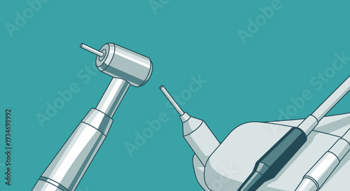 Dental Instruments Illustration Depicting Modern Tools for Teeth Cleaning and Procedures