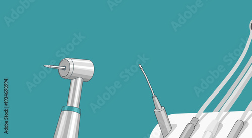 Dental Instruments Illustration Depicting Modern Tools for Patient Oral Care Treatment