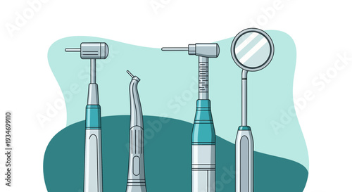 Dental Instruments Illustration for Dentistry and Healthcare with Isolated Background