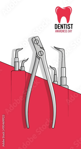 Dental Instruments Illustration For Dentist Awareness Day Graphic Design Concept Art