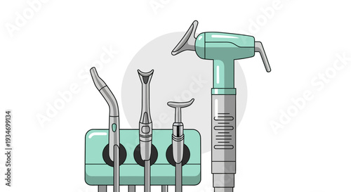 Dental Instruments Illustration for Modern Clinic, Equipment, Tools, And Healthcare Procedures