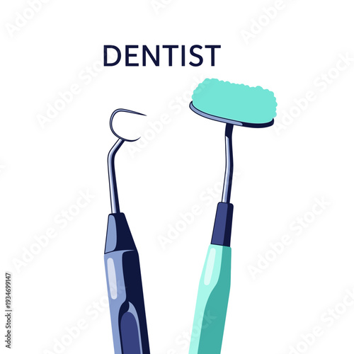 Dental Instruments Illustration: Modern Dental Tools on White Background for Medical Use