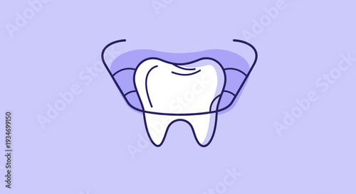 Dental Orthodontics Illustration Depicting A Tooth And Retainer With A Stylish, Minimalist Design
