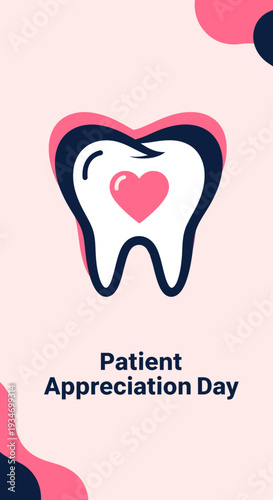 Dental Patient Appreciation Day: Heartfelt Tooth Illustration in Elegant Pink Design Concept