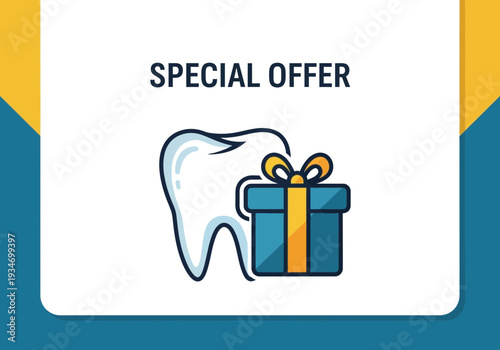 Dental Promotion Icon Depicting a Special Offer Related to Oral Healthcare Services