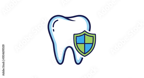 Dental Protection Concept: Tooth With A Shield, Symbolizing Oral Healthcare And Safety