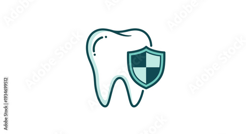 Dental Protection Depicted With Tooth And Shield Illustration Against White Background