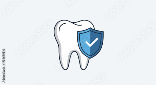 Dental Protection Concept: Tooth With Shield Illustrating Oral Care And Security