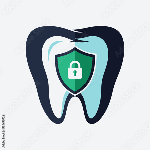 Dental Shield Emblem: Safeguarding Teeth With Fortified Protection Symbolism Concept
