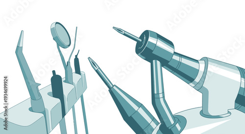 Dental Tools Illustration: Medical Instruments for Oral Healthcare and Dentistry Procedures