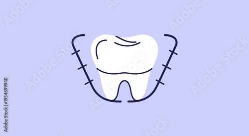 Dental Tooth Illustration Featuring Brackets Shows Teeth Health And Oral Hygiene