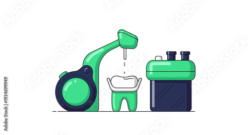 Dental Treatment and Oral Hygiene: Conceptual Illustration of Teeth Cleaning Procedure
